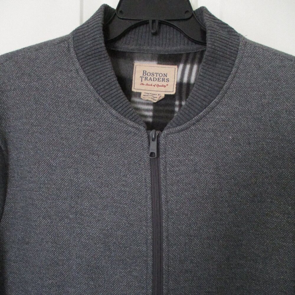 Boston Traders Mens L/S Gray Knit Flannel Lined Full Zip Sweater NWOT - Size XL